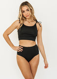 Black Shoulder-Tie Crop