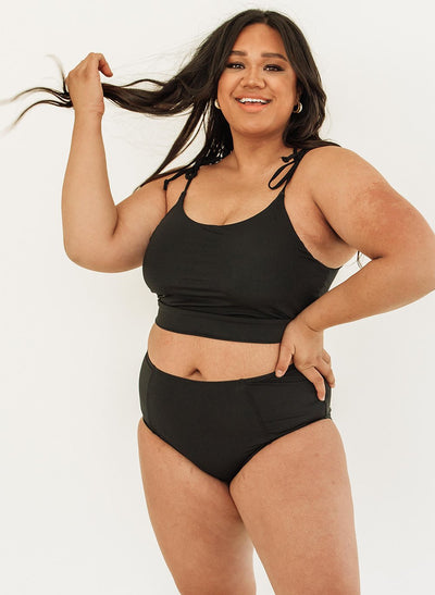 Black Shoulder-Tie Crop - XXS