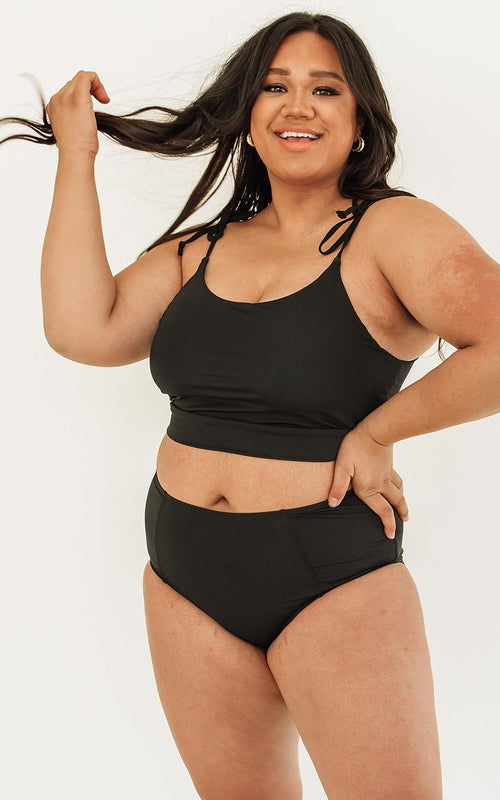 Black Shoulder-Tie Crop