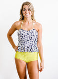 Daisy Cropped Peplum Tankini Top