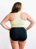 Lemon Dot High-Neck Crop Top