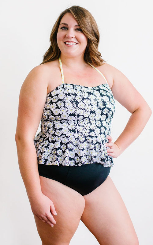 Daisy Cropped Peplum Tankini Top