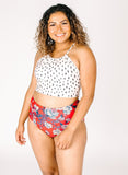 Red Floral High-Waist Bottom