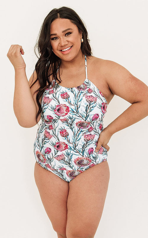 Desert Floral Cinch-Neck Tankini