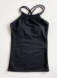 Black Double-Cinch Tankini Top