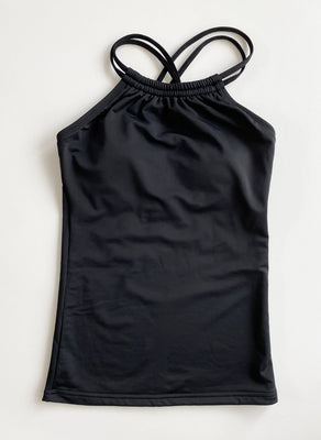Black Double-Cinch Tankini Top