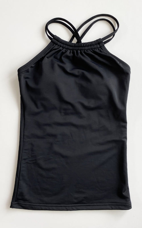 Black Double-Cinch Tankini Top