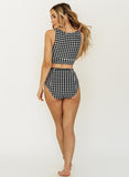 Black Gingham High-Waist Bottom