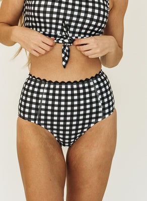 Black Gingham High-Waist Bottom