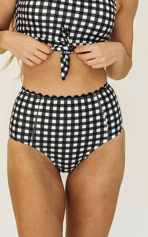 Black Gingham High-Waist Bottom