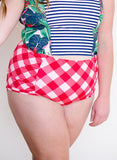 Gingham Ruched Bottom