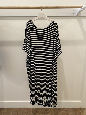 Stripe Boatneck Midi Cover-Up