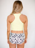 Lemon Dot High-Neck Crop Top
