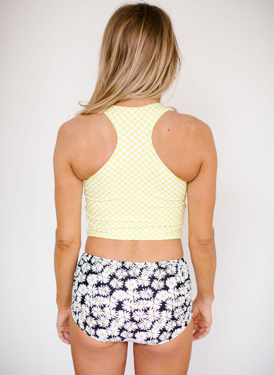 Lemon Dot High-Neck Crop Top - X-SMALL / Lemon Dot