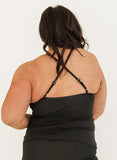 Black Mesh Crossback Tankini