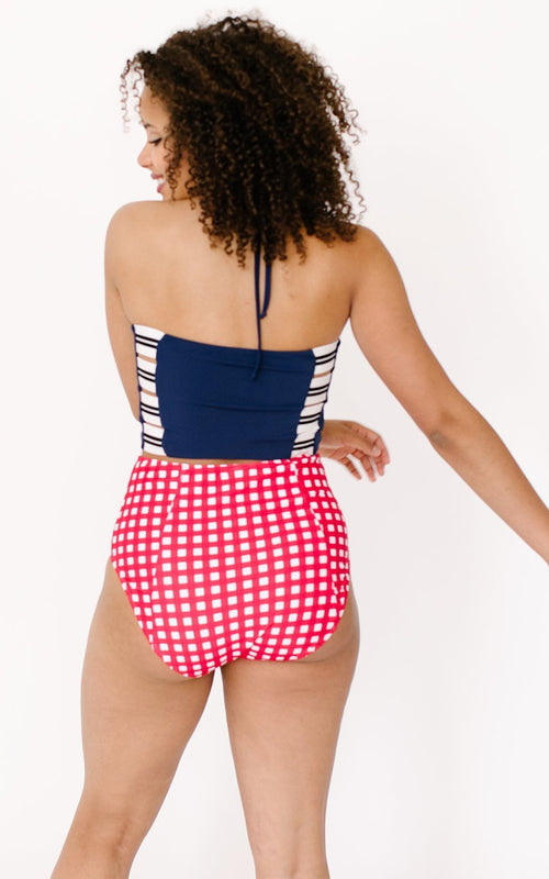 Red Gingham High-Waist Bottom