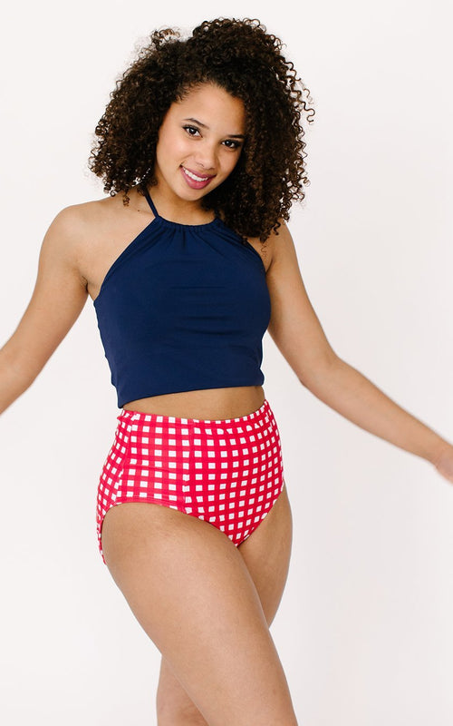 Red Gingham High-Waist Bottom