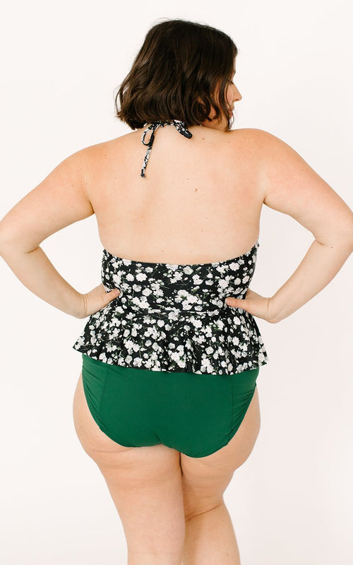 Tiny Floral High-Neck Peplum