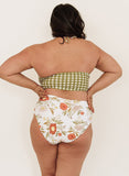 Moss Gingham Cinch Crop