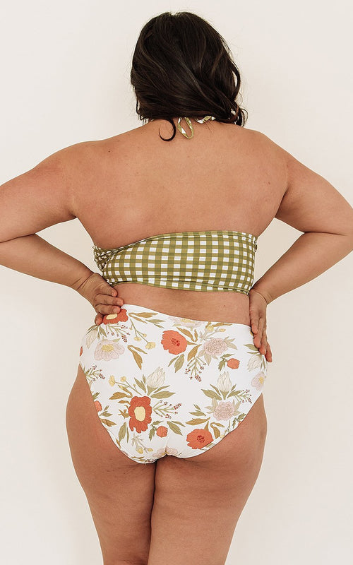 Moss Gingham Cinch Crop