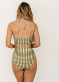 Moss Gingham Cinch Crop