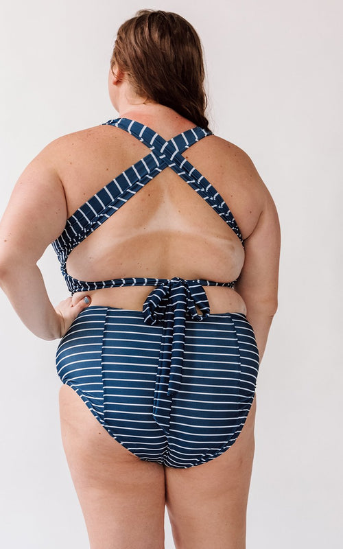 Nautical Stripe Cross-Back Crop Top