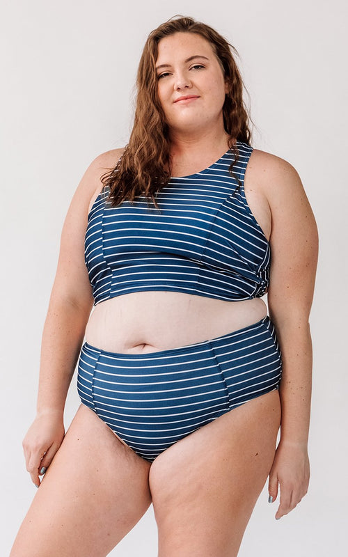 Nautical Stripe Cross-Back Crop Top