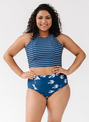 Nautical Stripe Cross-Back Crop Top