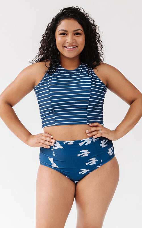 Nautical Stripe Cross-Back Crop Top