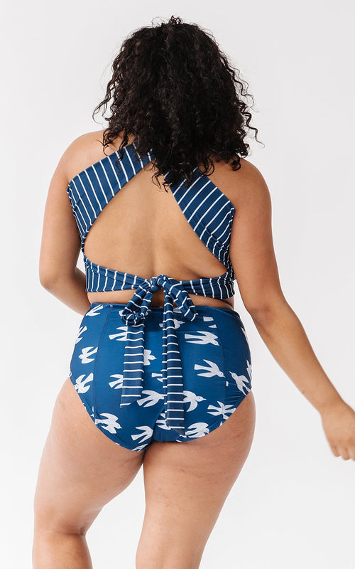 Nautical Stripe Cross-Back Crop Top