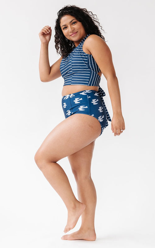 Nautical Stripe Cross-Back Crop Top