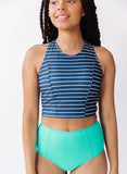 Nautical Stripe Cross-Back Crop Top