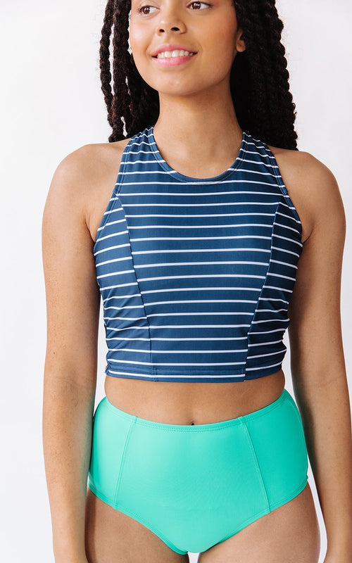 Nautical Stripe Cross-Back Crop Top