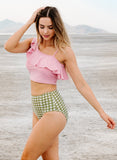 Moss Gingham High-Waist Bottom