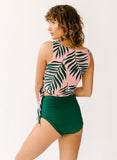 Palm Leaf Side-Tie Crop Top