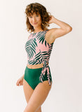 Palm Leaf Side-Tie Crop Top