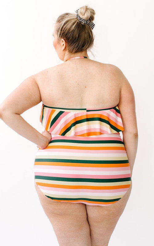 Rainbow Stripe Bandeau One-Piece