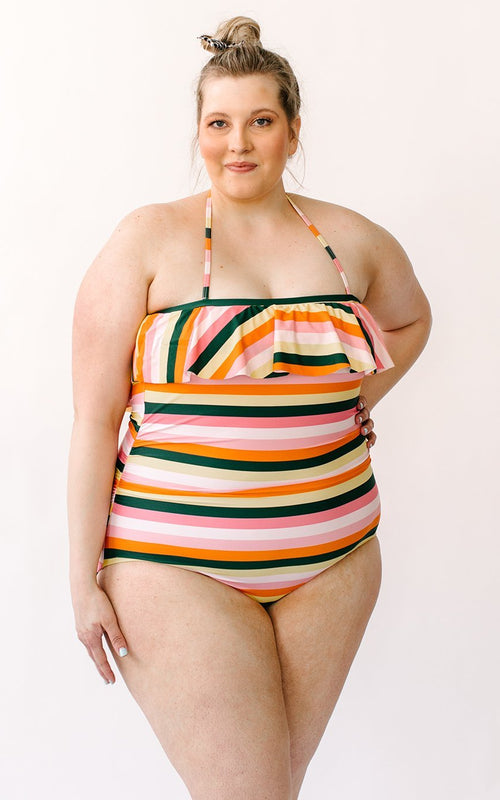 Rainbow Stripe Bandeau One-Piece