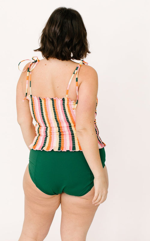 Rainbow Stripe Smock Crop Top