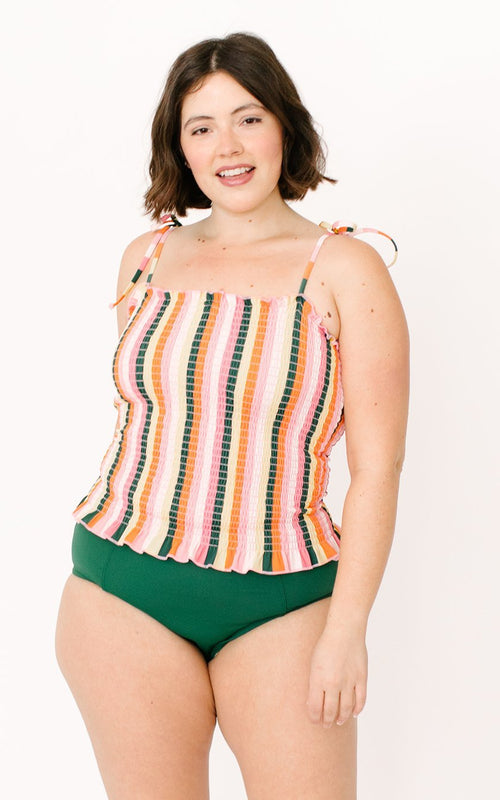 Rainbow Stripe Smock Crop Top