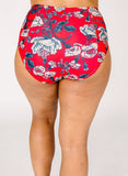 Red Floral High-Waist Bottom