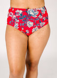 Red Floral High-Waist Bottom