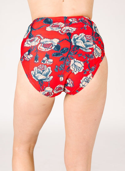 Red Floral High-Waist Bottom - X-SMALL
