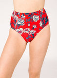 Red Floral High-Waist Bottom