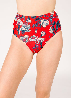 Red Floral High-Waist Bottom