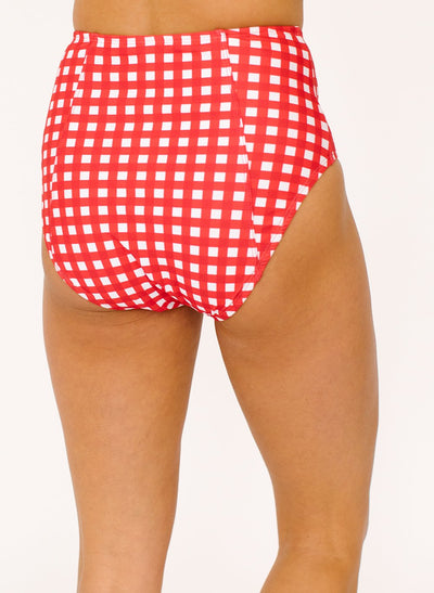 Red Gingham High-Waist Bottom - X-SMALL