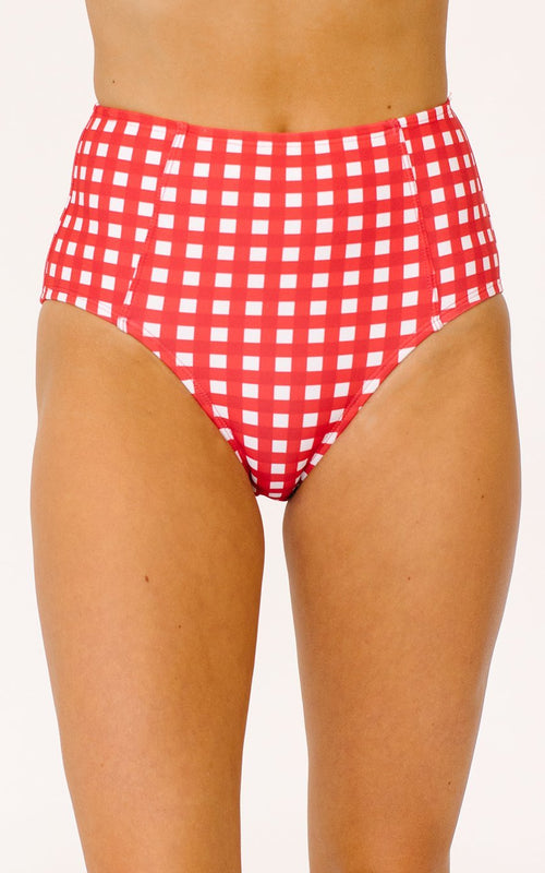 Red Gingham High-Waist Bottom