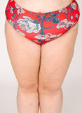 Red Floral High-Waist Bottom