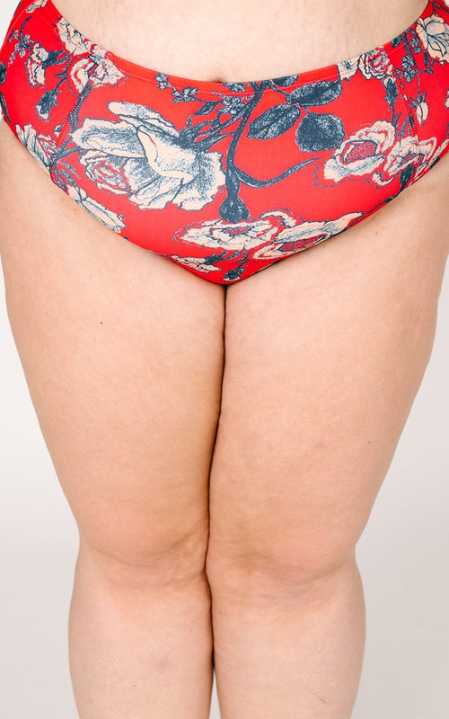Red Floral High-Waist Bottom
