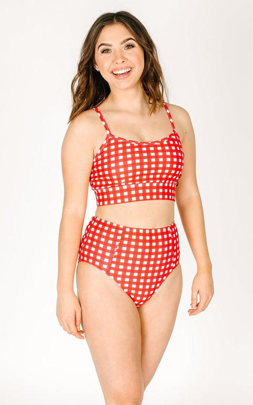 Red Gingham High-Waist Bottom